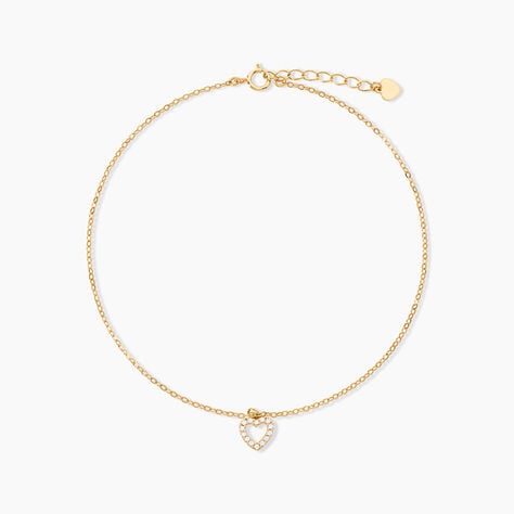 Cha&icirc;ne De Cheville Samanta Argent Dor&eacute; A L'Or 750/1000 Oxyde De Zirconium - Cha&icirc;nes de cheville Femme | Histoire d&rsquo;Or