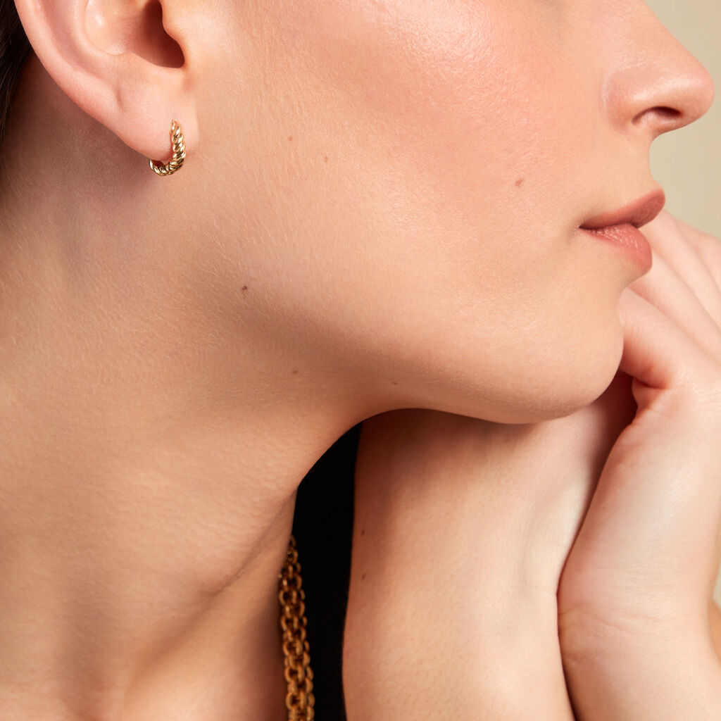 Créoles Liah Plaque Or Jaune - Boucles d'oreilles créoles Femme | Histoire d’Or