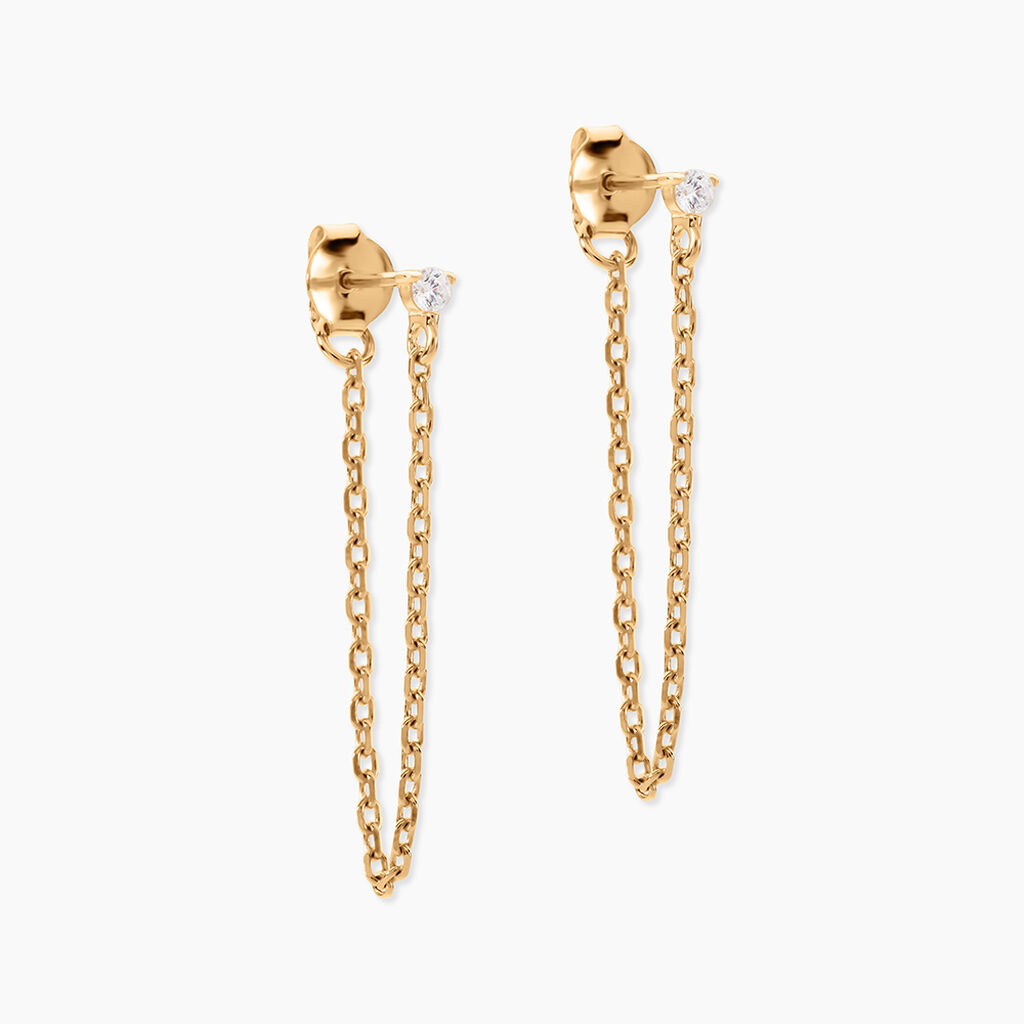 Boucles D'oreilles Pendantes Plaqu&eacute; Or Lienard Oxydes De Zirconium - Boucles d'oreilles fantaisie Femme | Histoire d&rsquo;Or