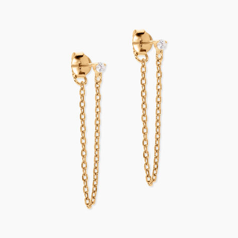 Boucles D'oreilles Pendantes Plaqué Or Lienard Oxydes De Zirconium - Boucles d'oreilles fantaisie Femme | Histoire d’Or