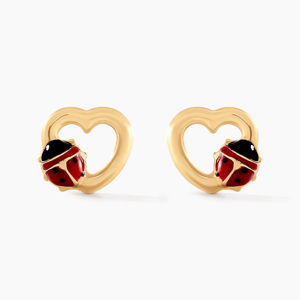 Boucles D'oreilles Puces Or Jaune Syringa Smalto - Clous d'oreilles Enfant | Histoire d&rsquo;Or