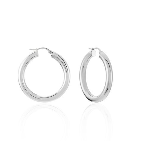 Créoles Amael Acier Blanc - Boucles d'oreilles créoles Femme | Histoire d’Or