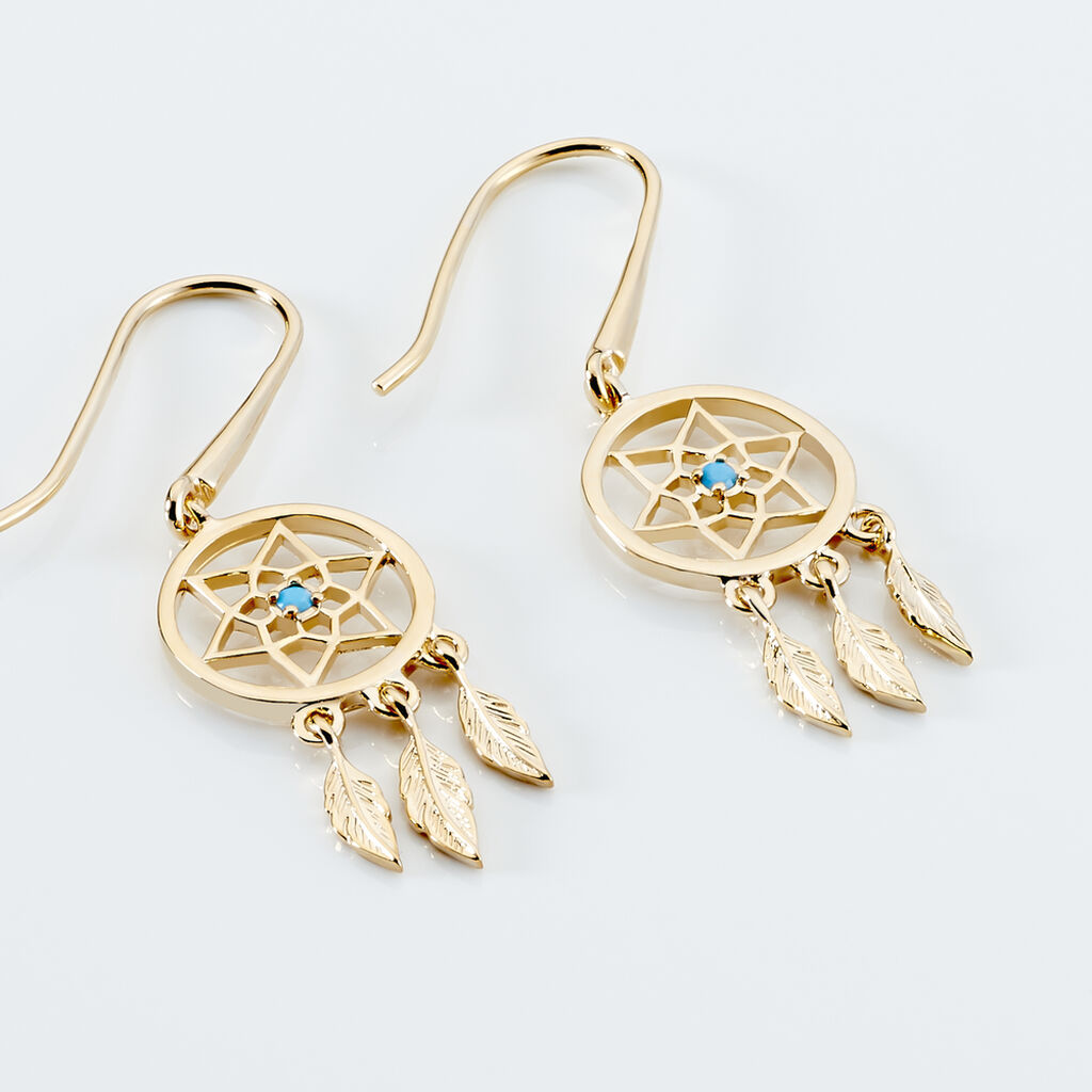 Boucles D'oreilles Pendantes Attrape Reves Plaque Or Pierre - Boucles d'Oreilles Attrape rêves Femme | Histoire d’Or