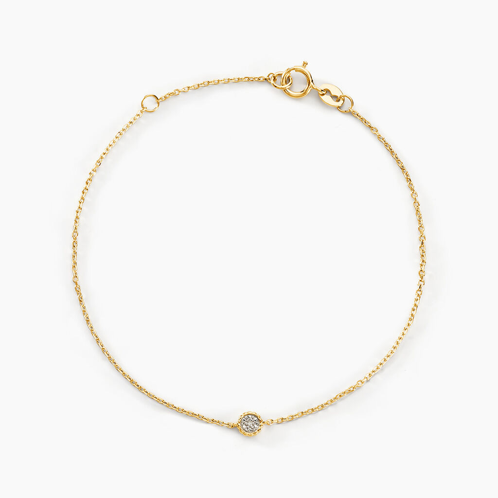 Bracelet Maille Forçat Avec Diamants Cz - Plaqué Or 18K - Longueur 16-18 Cm - Femme - Neuf Avec étiquettes