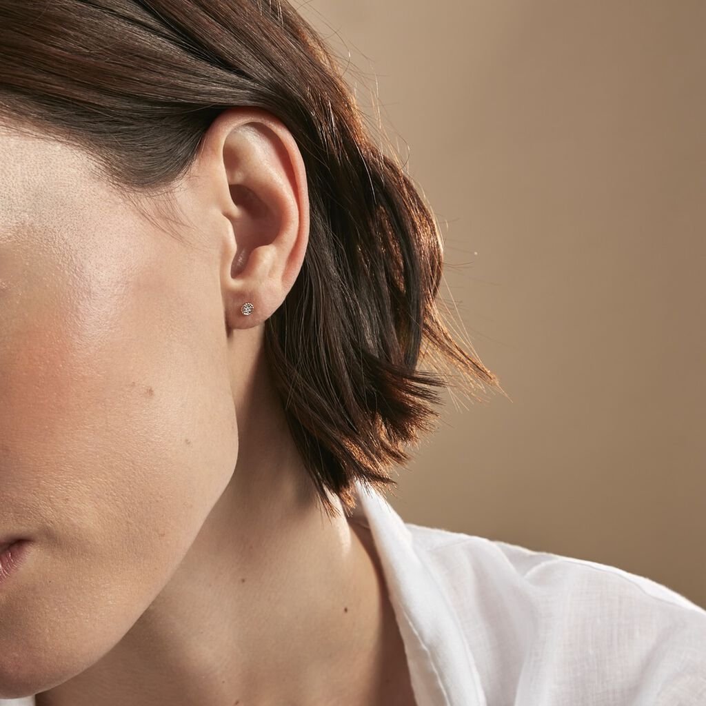 Boucles D'oreilles Puces Mon 1er Diamant Or Jaune Diamant - Clous d'oreilles Femme | Histoire d’Or
