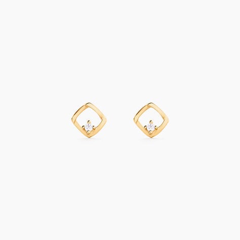 Boucles D'Oreilles Puces Brent Or Jaune Oxyde De Zirconium - Clous d'oreilles Femme | Histoire d&rsquo;Or