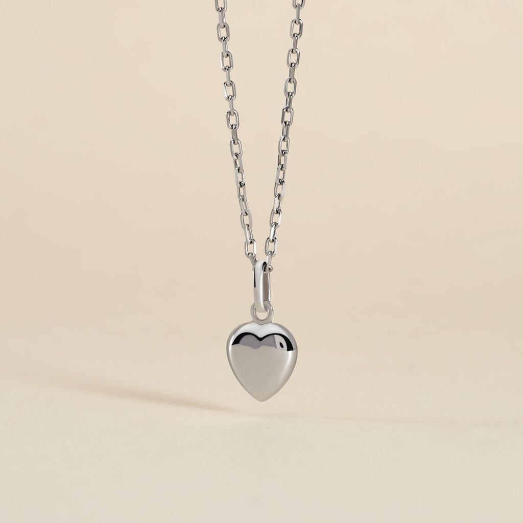 Pendentif Eudocie Coeur Lisse Or Blanc - Pendentifs Famille | Histoire d’Or