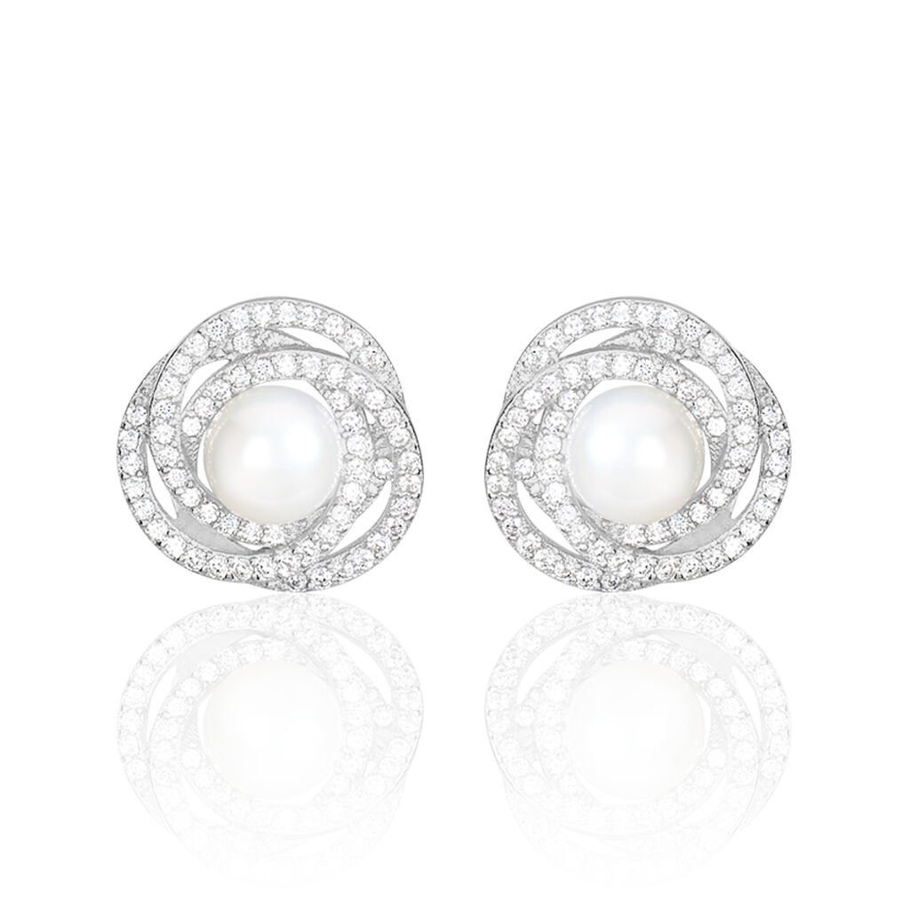 Boucles D'oreilles Pendantes Matilda Argent  Perle Culture Et Oxyde - Boucles d'oreilles pendantes Femme | Histoire d&rsquo;Or