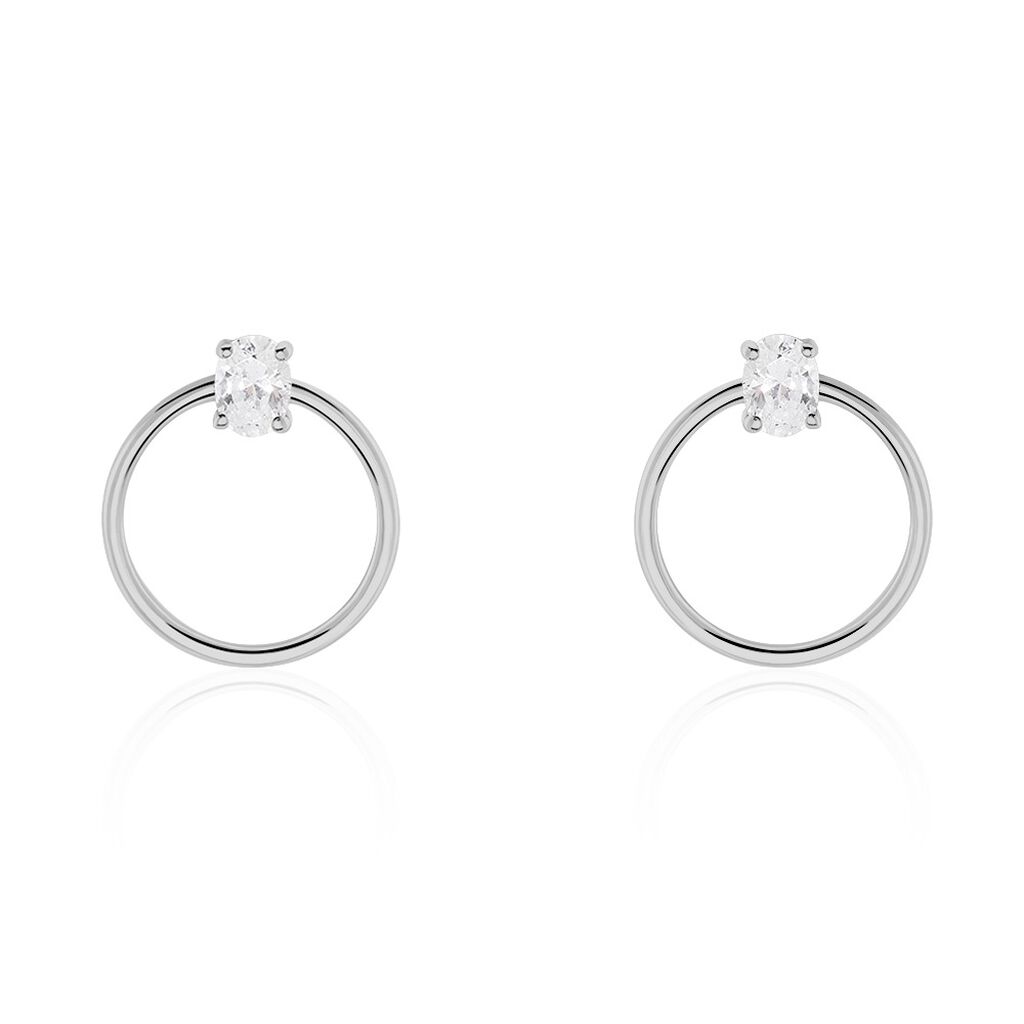 Cr&eacute;oles Kip Or Blanc Oxyde De Zirconium - Boucles d'oreilles cr&eacute;oles Femme | Histoire d&rsquo;Or