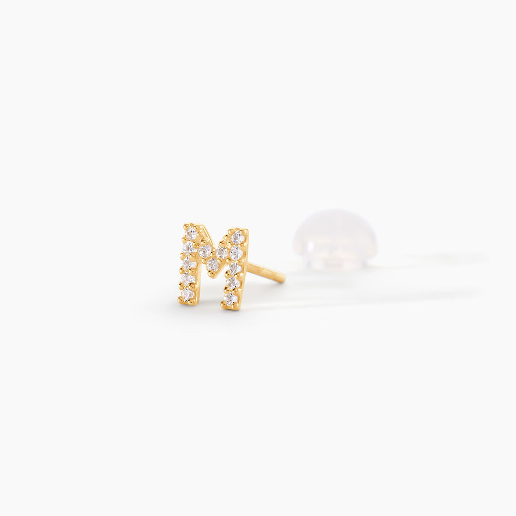 Boucle D'oreille Puce Unitaire Jodoca Or Jaune Oxyde De Zirconium - Boucles d'oreilles empierr&eacute;es Femme | Histoire d&rsquo;Or