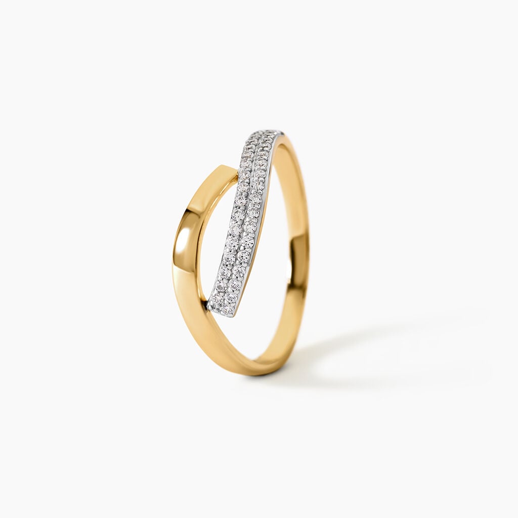 Bague Vero Argent Dor&eacute; A L'Or 750/1000 Oxyde De Zirconium - Bagues avec pierre Femme | Histoire d&rsquo;Or