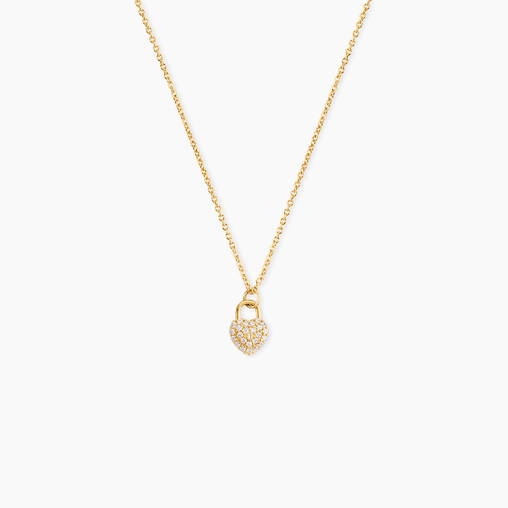 Collier Lucrezio Argent Dor&eacute; A L'Or 750/1000 Oxyde De Zirconium - Bijoux avec pierres Femme | Histoire d&rsquo;Or