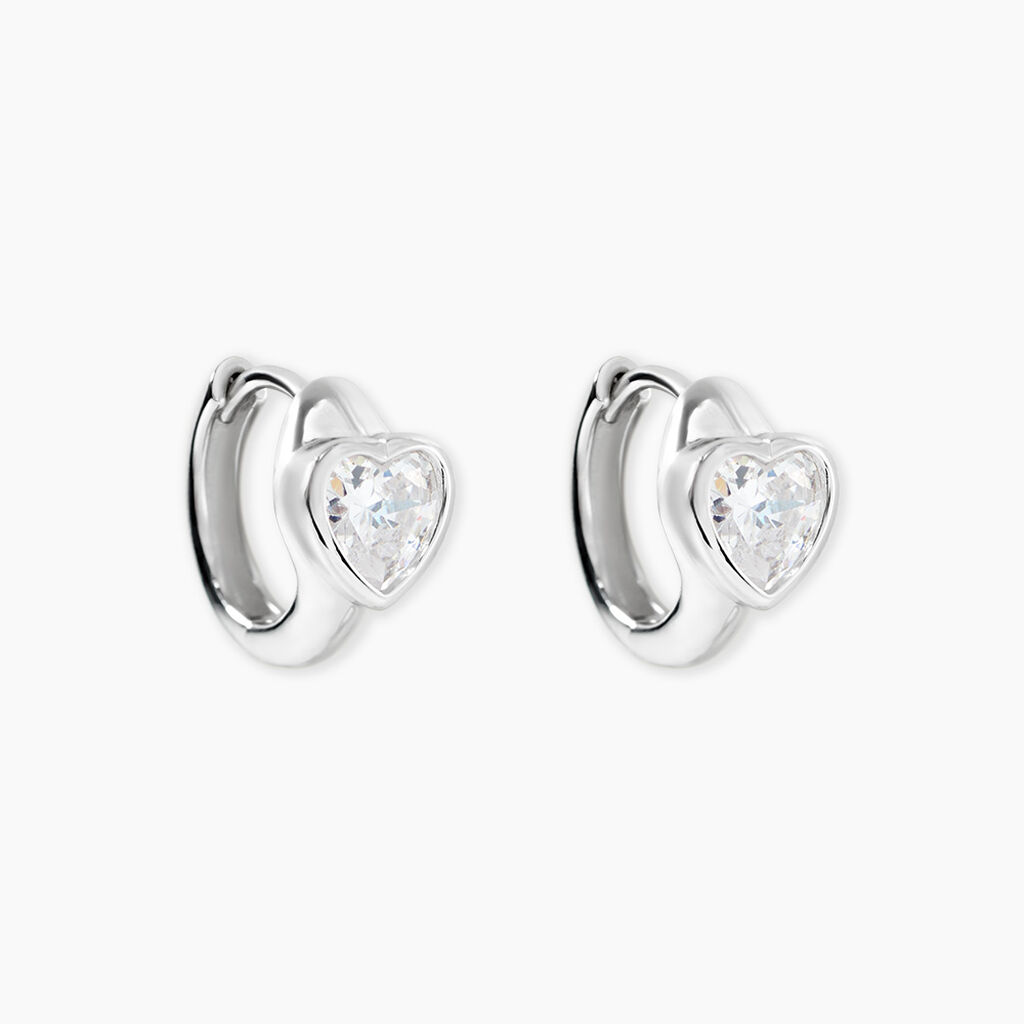 Cr&eacute;oles Huge Argent Blanc Oxyde De Zirconium -  Femme | Histoire d&rsquo;Or