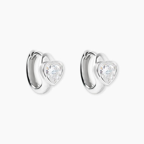 Cr&eacute;oles Huge Argent Blanc Oxyde De Zirconium -  Femme | Histoire d&rsquo;Or