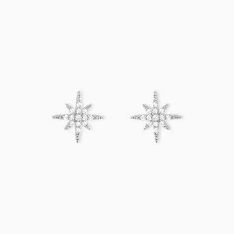Boucles D'oreilles Puces Lysianne Argent Blanc Oxyde De Zirconium - Boucles d'oreilles empierr&eacute;es Femme | Histoire d&rsquo;Or