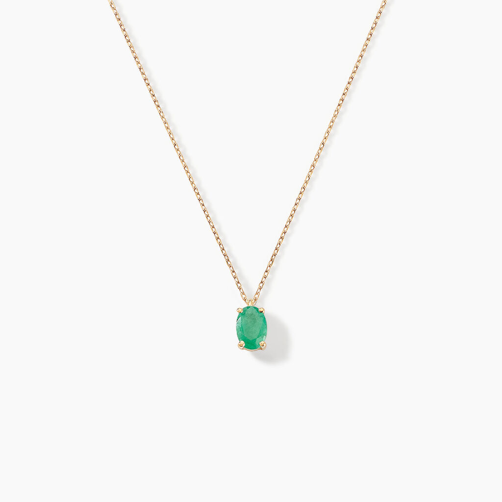 Collier Ovale Or Jaune Emeraude