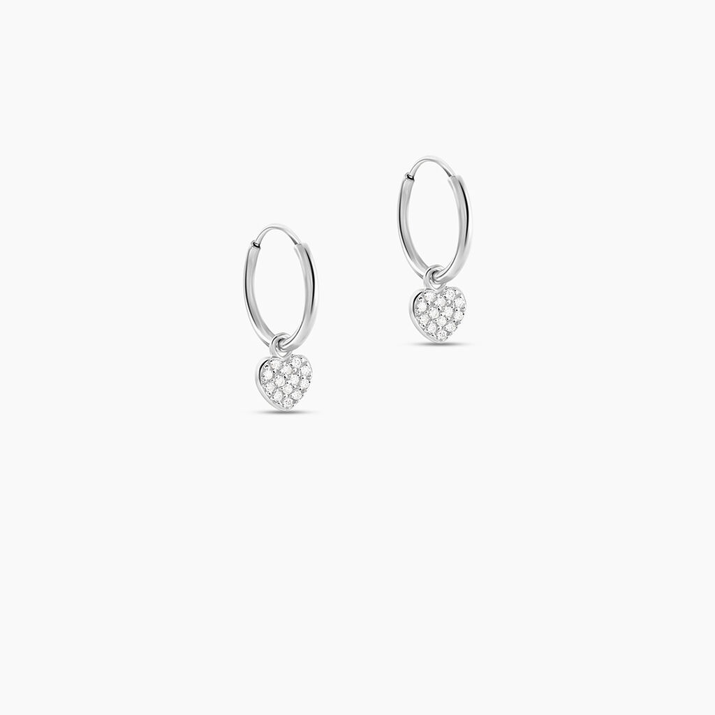 Créoles Ili Argent Rhodié Oxyde De Zirconium - Boucles d'oreilles créoles Femme | Histoire d’Or