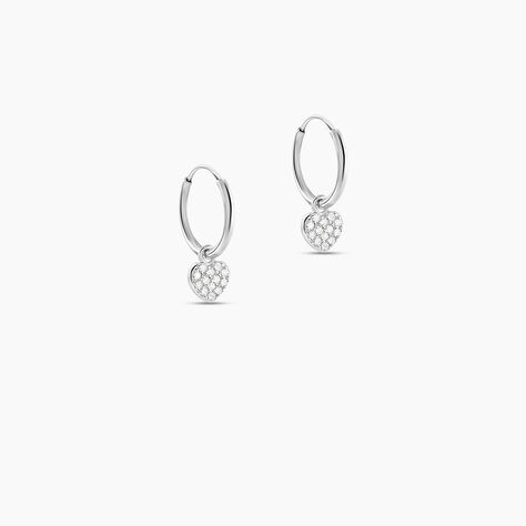 Créoles Ili Argent Rhodié Oxyde De Zirconium - Boucles d'oreilles créoles Femme | Histoire d’Or