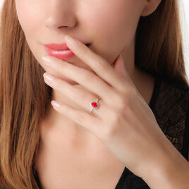 Bague Or Blanc Rubis Et Diamant - Bagues solitaires Femme | Histoire d’Or