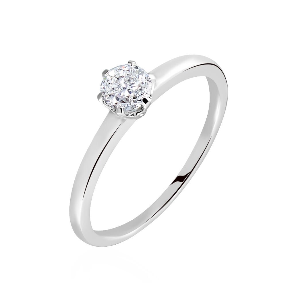 Bague Natalia Ld Platine Blanc Diamant Synthétique - Bagues solitaires Femme | Histoire d’Or