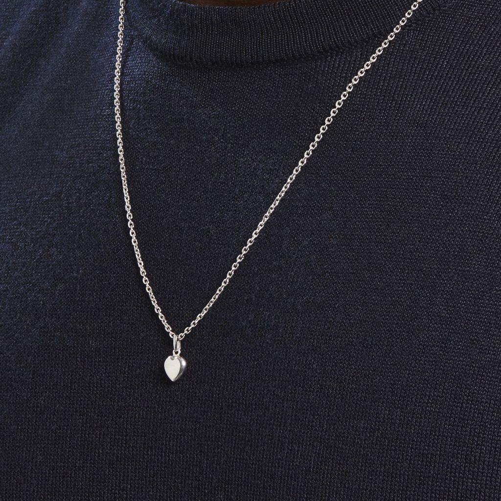 Pendentif Eudocie Coeur Lisse Or Blanc - Pendentifs Famille | Histoire d’Or