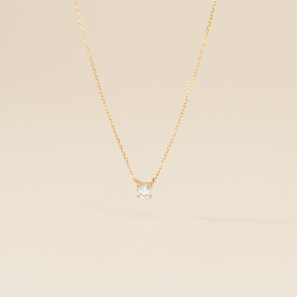 Collier Or Jaune Aphrodite Diamant Synthetique - Colliers Femme | Histoire d’Or