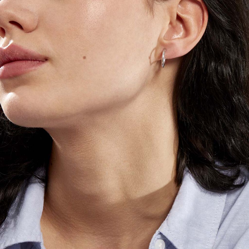 Créoles Verania Or Blanc - Boucles d'oreilles créoles Femme | Histoire d’Or