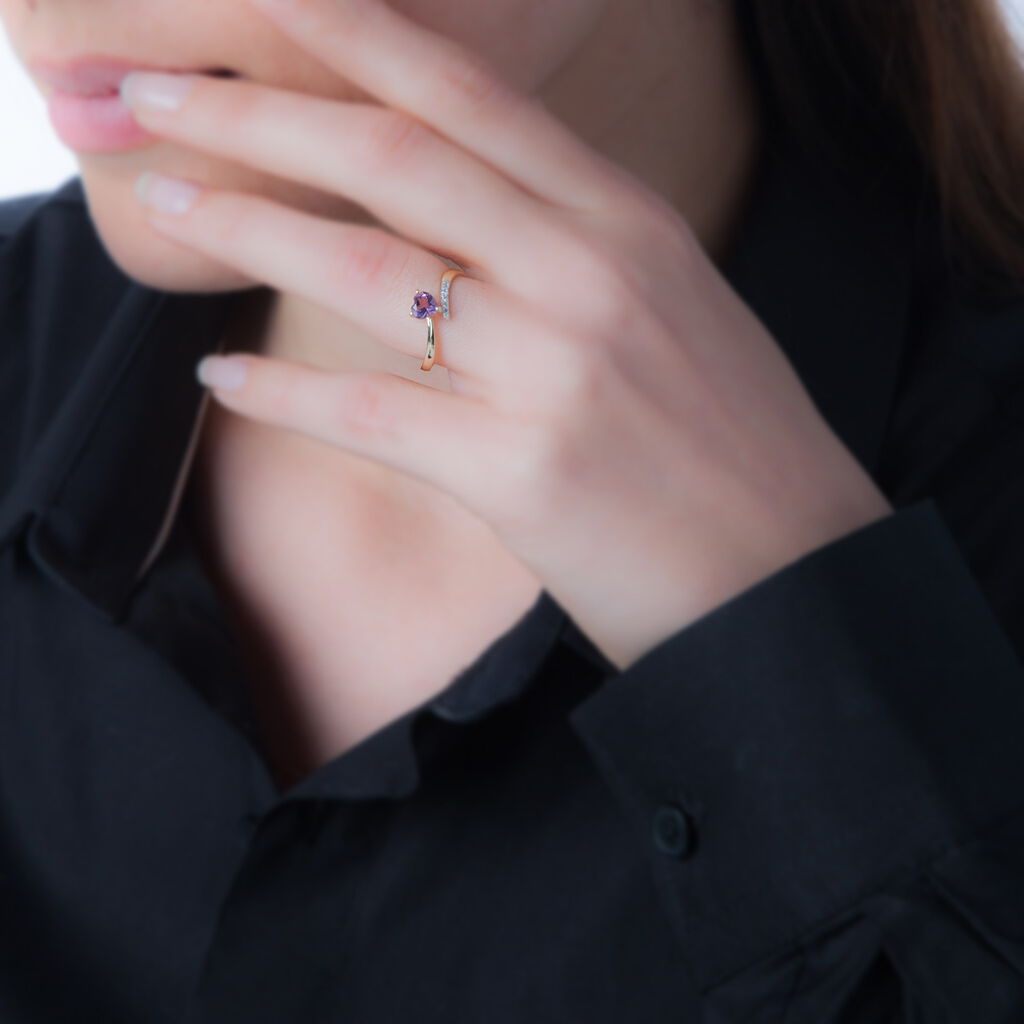 Bague Eva Or Jaune Grenat Et Diamant - Bagues solitaires Femme | Histoire d’Or