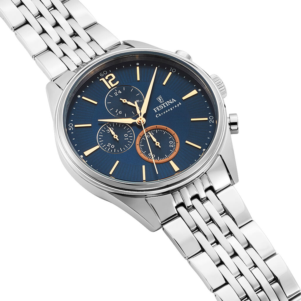 Montre Festina Timeless Chronograph Bleu - Montres Homme | Histoire d&rsquo;Or