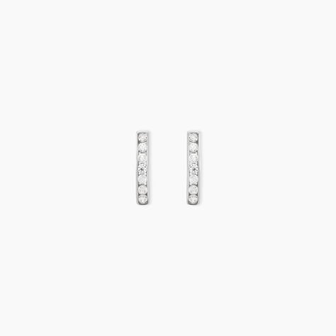 Créoles Jacoba Rondes Or Blanc Oxyde De Zirconium - Boucles d'oreilles créoles Femme | Histoire d’Or