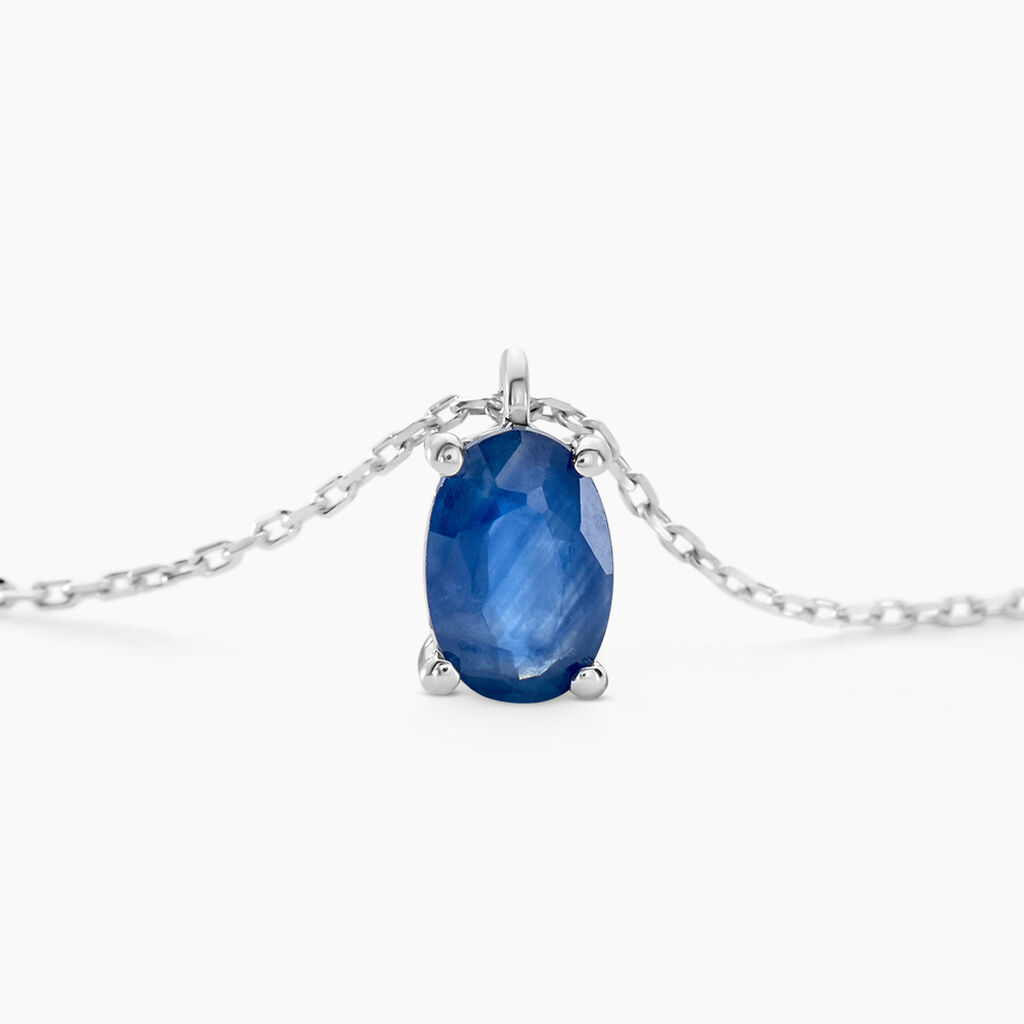 Collier Ovale Or Blanc Saphir - Colliers Femme | Histoire d’Or