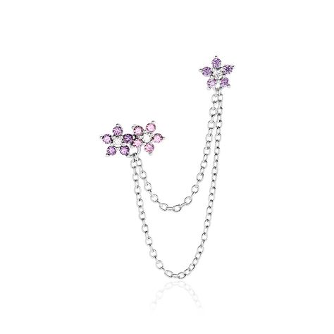 Bijou D'oreille Unitaire Purple Bloom Argent Blanc Oxyde De Zirconium - Boucles d'oreilles fantaisie Femme | Histoire d’Or