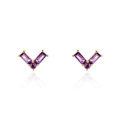 Boucles D'oreilles Puces Lavender Or Jaune Am&eacute;thyste - Clous d'oreilles Femme | Histoire d&rsquo;Or