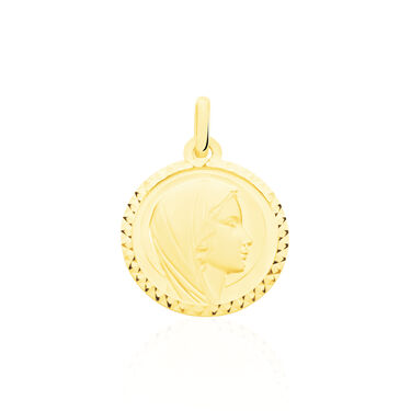 Pendentif Vierge Rond Strie Or Jaune Pendentif Vierge Rond Strie Or Jaune