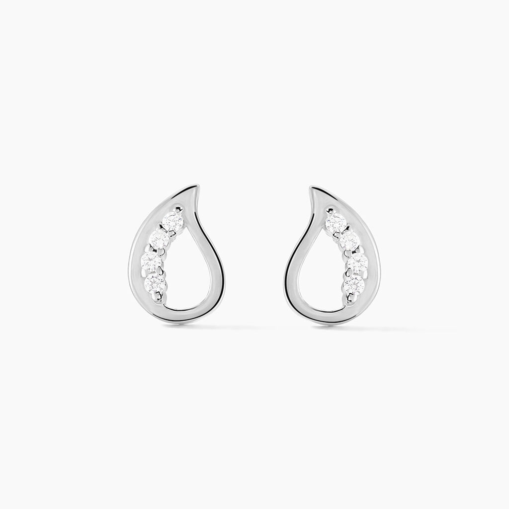 Boucles D'oreilles Puces Argent Blanc Sylvan Oxydes De Zirconium - Boucles d'oreilles fantaisie Femme | Histoire d&rsquo;Or