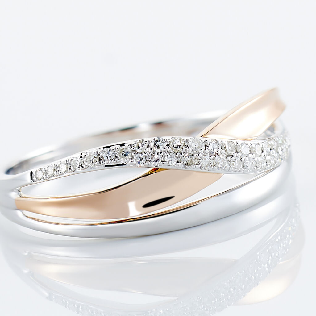 Bague Nene Or Bicolore Diamant - Bagues avec pierre Femme | Histoire d’Or