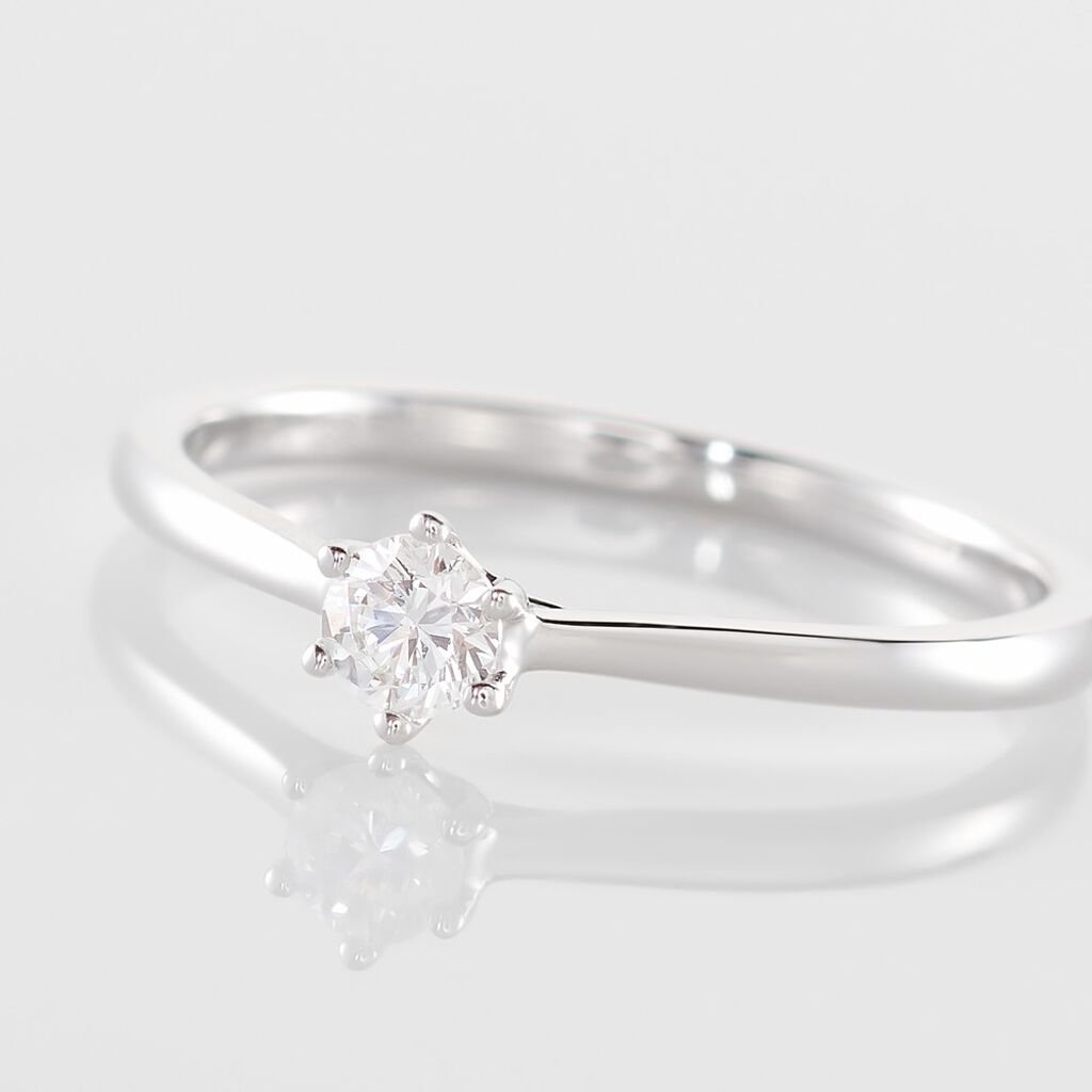 Bague Solitaire Athena Or Blanc Diamant - Bagues solitaires Femme | Histoire d’Or