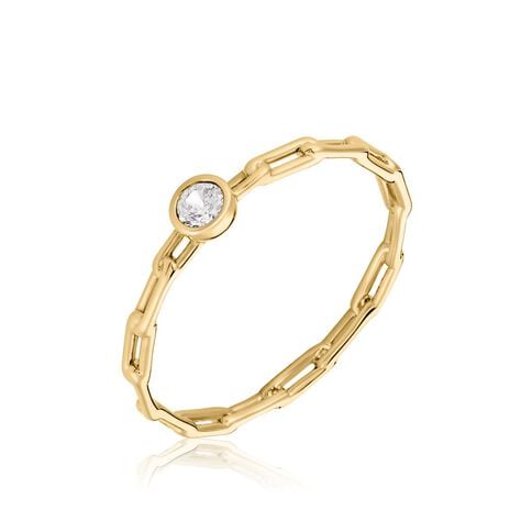 Bague Grady Plaqu&eacute; Or Jaune Oxyde De Zirconium - Bagues solitaires Femme | Histoire d&rsquo;Or