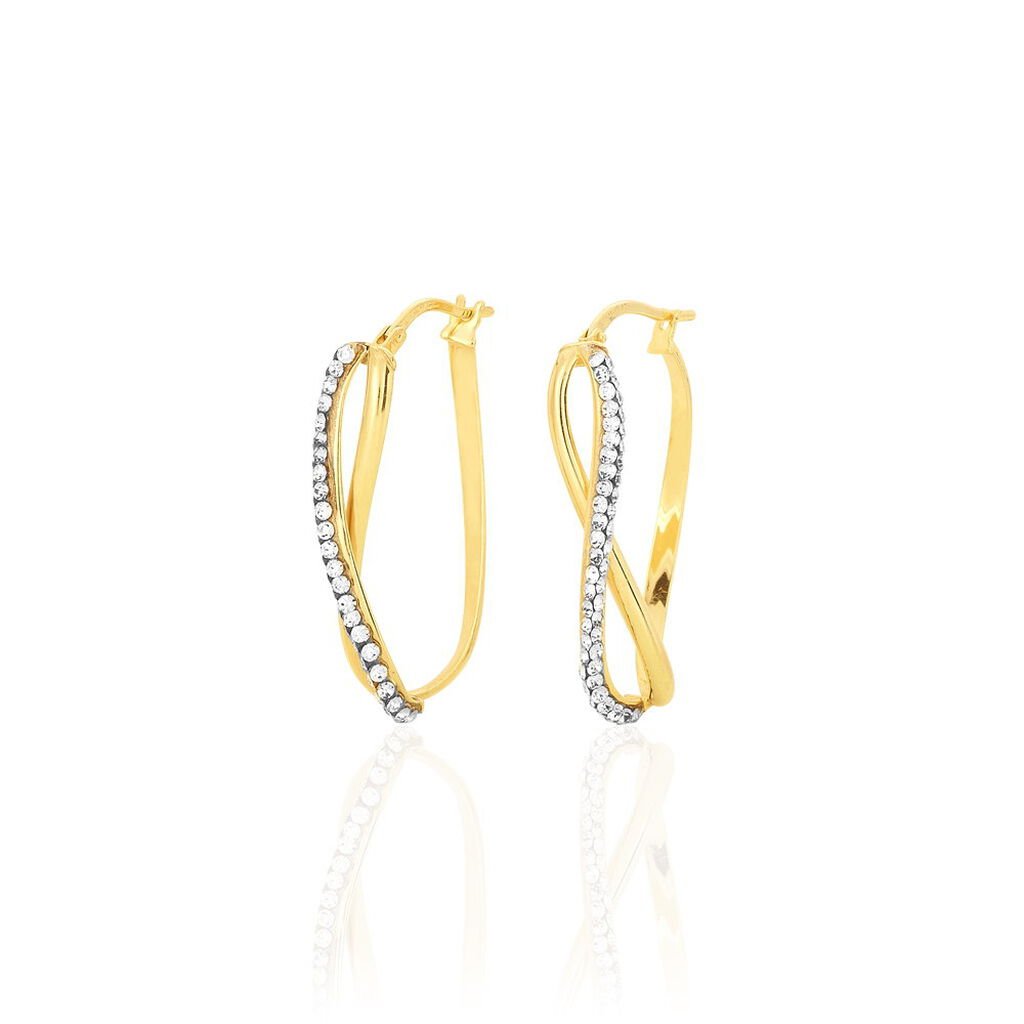 Créoles Domitilla Or Jaune Strass - Boucles d'oreilles créoles Femme | Histoire d’Or