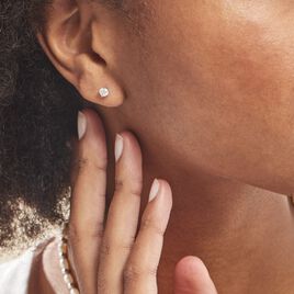 Boucles D'oreilles Puces Victoria Or Blanc Diamant - Clous d'oreilles Famille | Histoire d’Or
