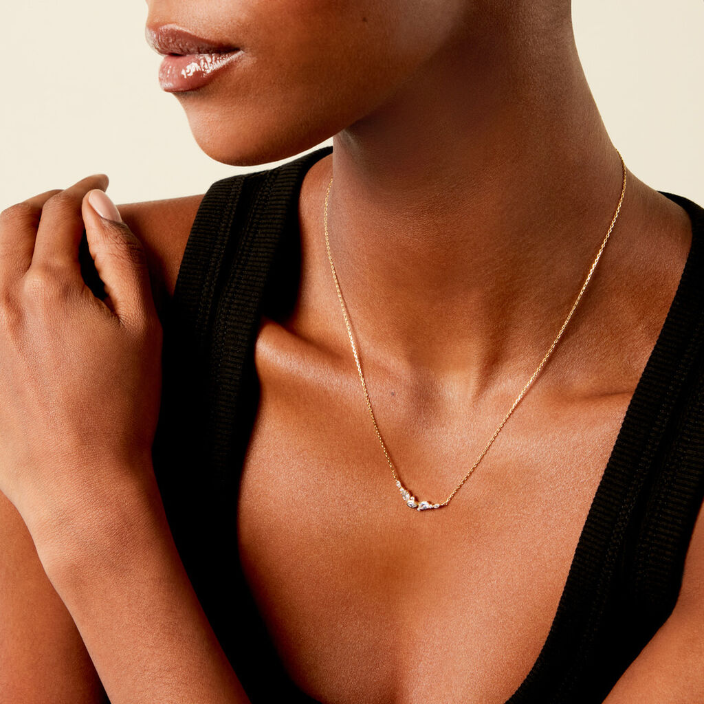 Collier Aurena Plaqu&eacute; Or Jaune Oxyde De Zirconium - Colliers Femme | Histoire d&rsquo;Or