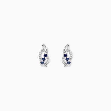 Boucles D'oreilles Puces Rosalyne Or Blanc Saphir Et Diamant - Clous d'oreilles Femme | Histoire d&rsquo;Or