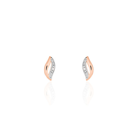 Boucles D'oreilles Puces Smeralda Or Rose Diamant - Clous d'oreilles Femme | Histoire d’Or