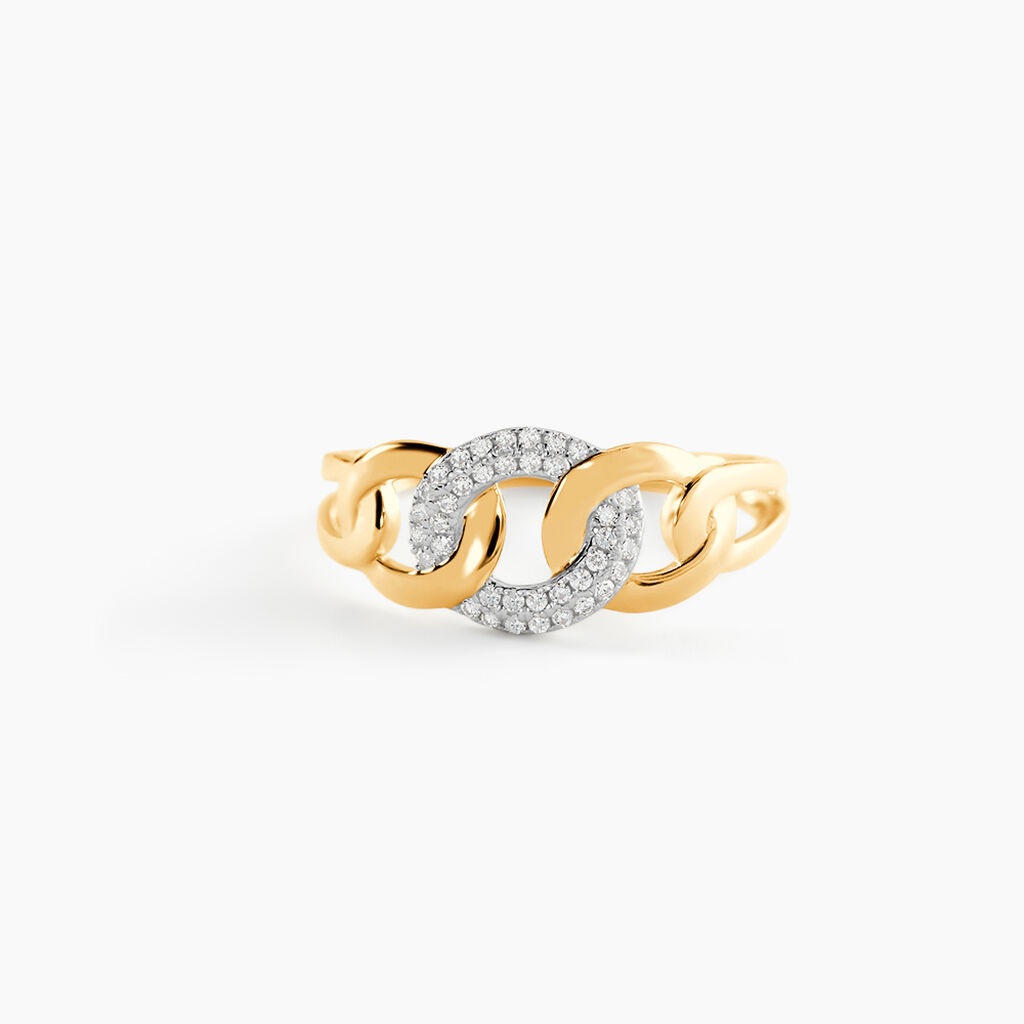 Bague Maillons Or Jaune Diamant - Bagues avec pierre Femme | Histoire d&rsquo;Or