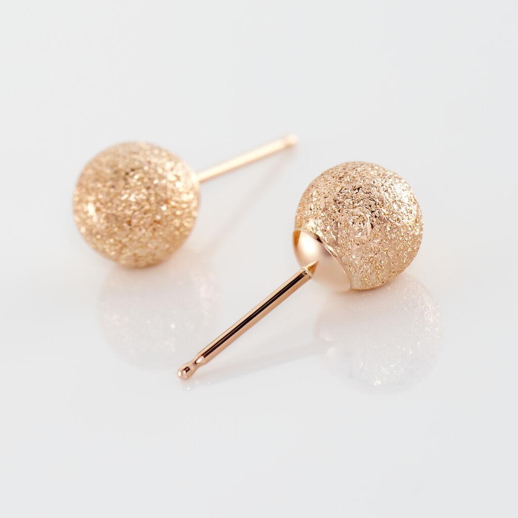 Boucles D'oreilles Puces Fidelia Boule Sablee Or Rose - Clous d'oreilles Femme | Histoire d’Or