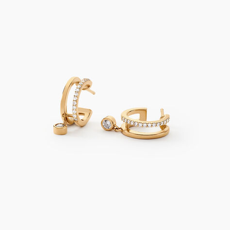 Créoles Plaqué Or Jaune Par Oxyde De Zirconium - Boucles d'oreilles créoles Femme | Histoire d’Or