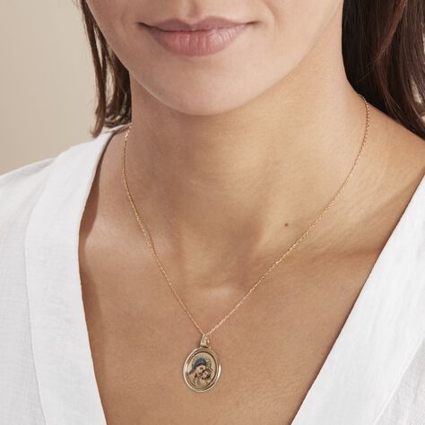 Pendentif Vierge A L'enfant Ovale Or Jaune - Pendentifs Baptême Famille | Histoire d’Or