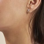 Boucles D'oreilles Puces Rossana Argent Rose Pierre De Synthese - Boucles d'oreilles fantaisie Femme | Histoire d&rsquo;Or