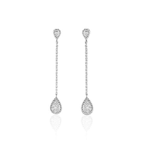 Boucles D'oreilles Pendantes Mariona Or Blanc Diamant - Boucles d'oreilles pendantes Femme | Histoire d&rsquo;Or