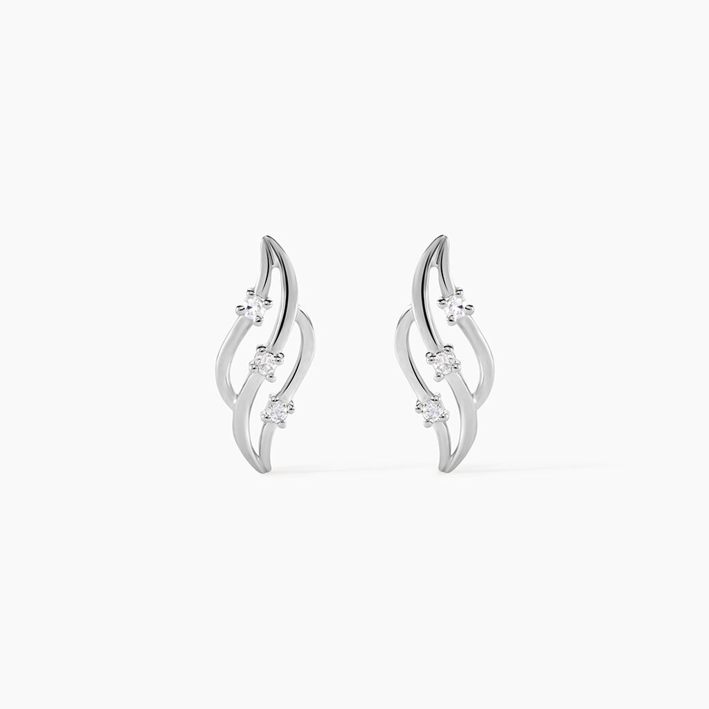 Boucles D'oreilles Puces Marnie Or Blanc Diamant - Boucles d'oreilles pendantes Femme | Histoire d&rsquo;Or